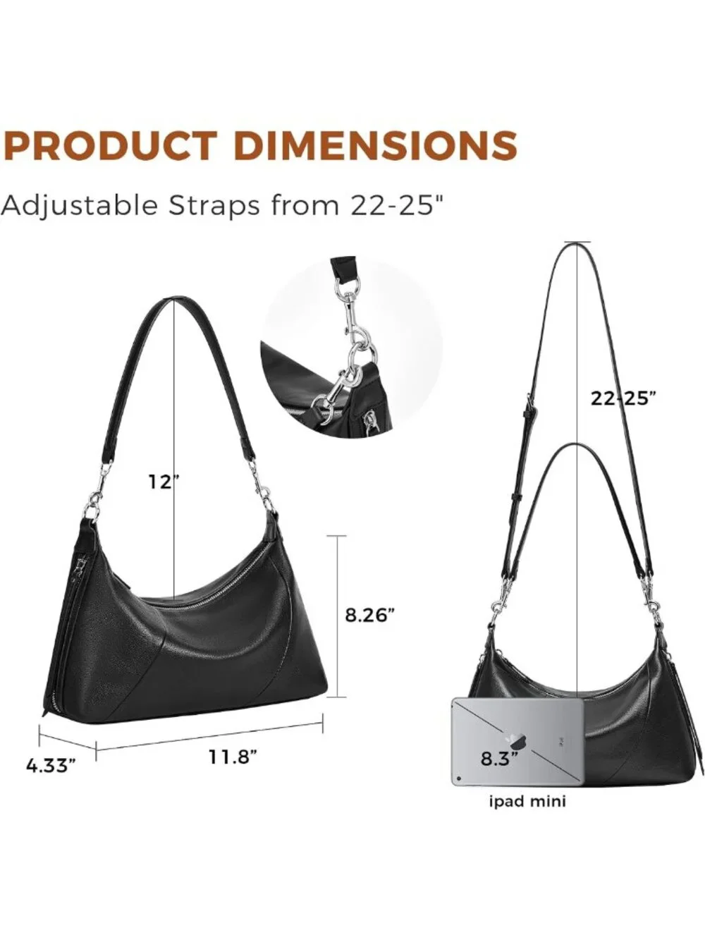 Stylish Genuine Leather Hobo Bag & Purses for Women - Minimalist Shoulder